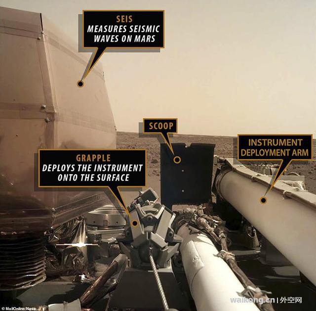 NASA洞察号成功登陆火星赤道 第一张清晰版火星天空曝光-2.jpg