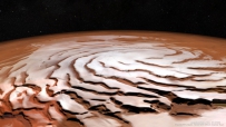 火星上呈现旋涡状的北极