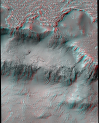 火星熔岩瀑布的3D影像