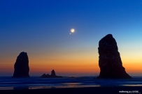 加农海滩上空的金星合月