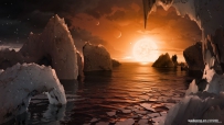 TRAPPIST-1f表面的艺术效果图